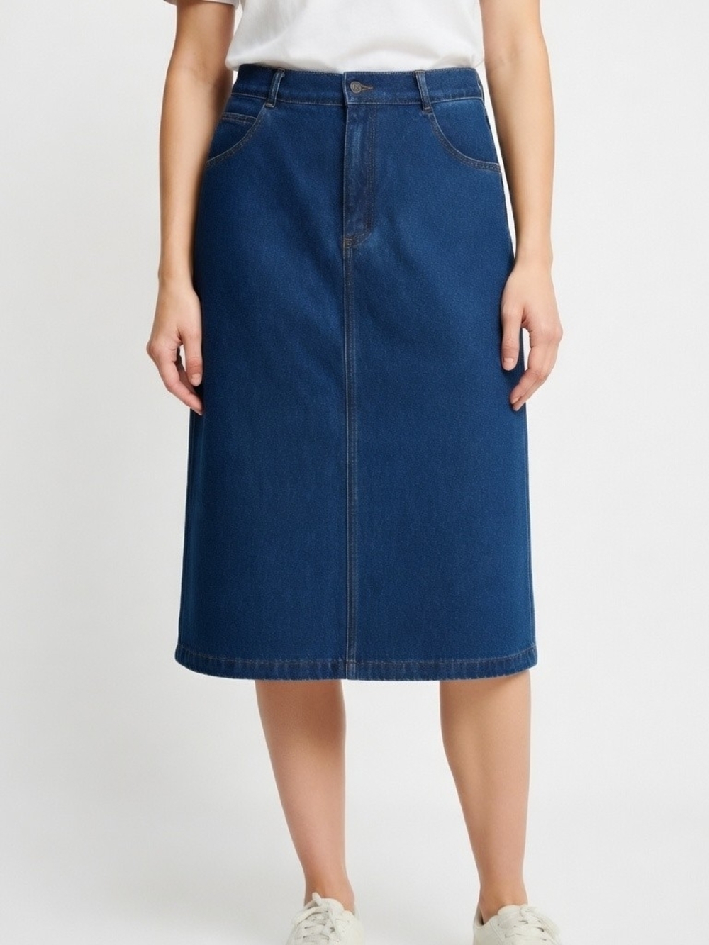 Penman's Vintage 90's Classic Blue Mid-Length Denim Skirt Size 14
